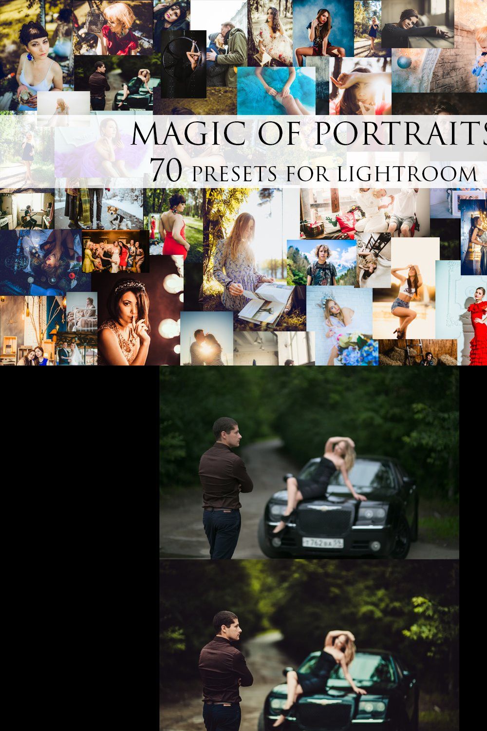 Magic of Portraits-70 presets for Lr pinterest preview image.