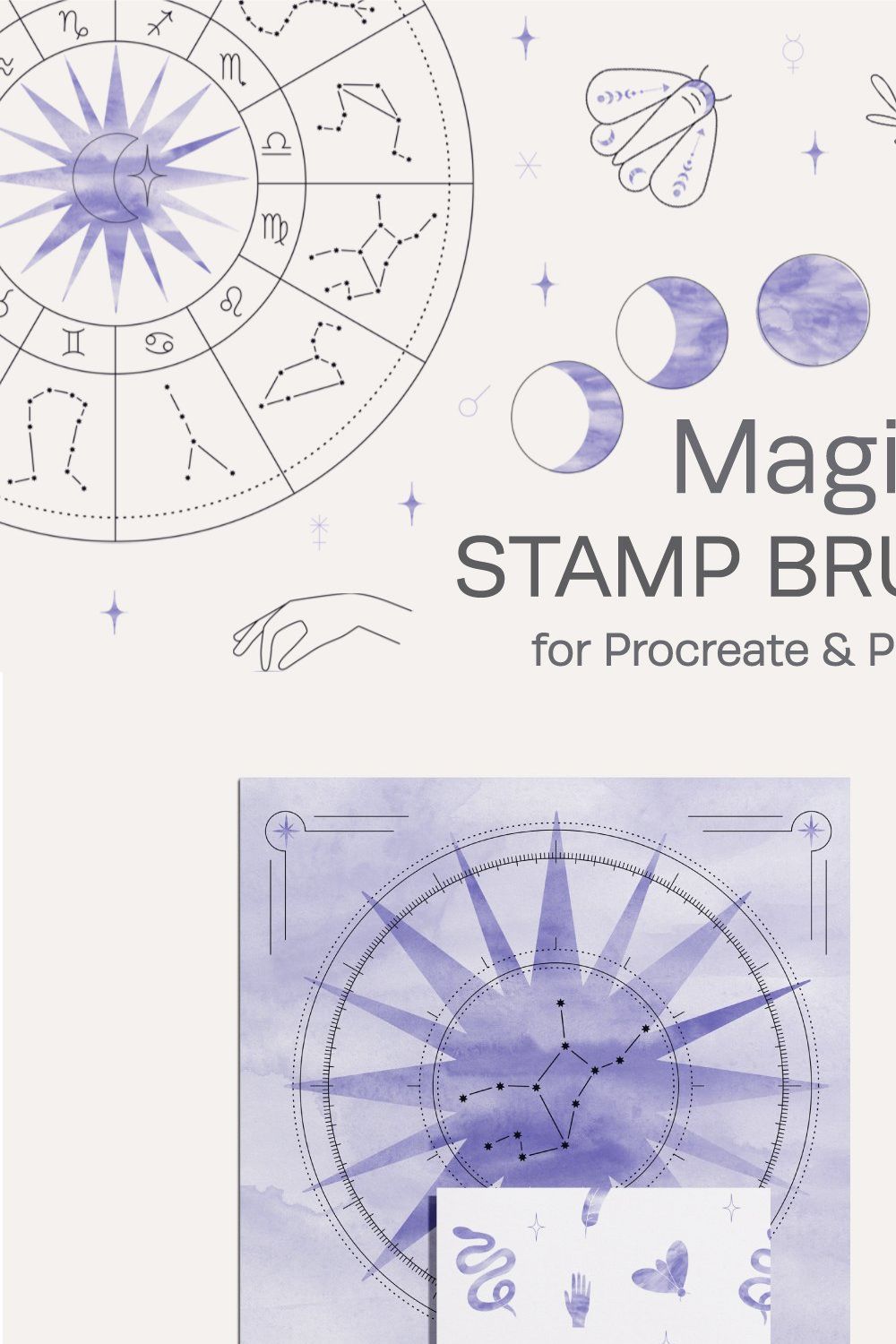 Magic Stamp Brushes for Procreate pinterest preview image.