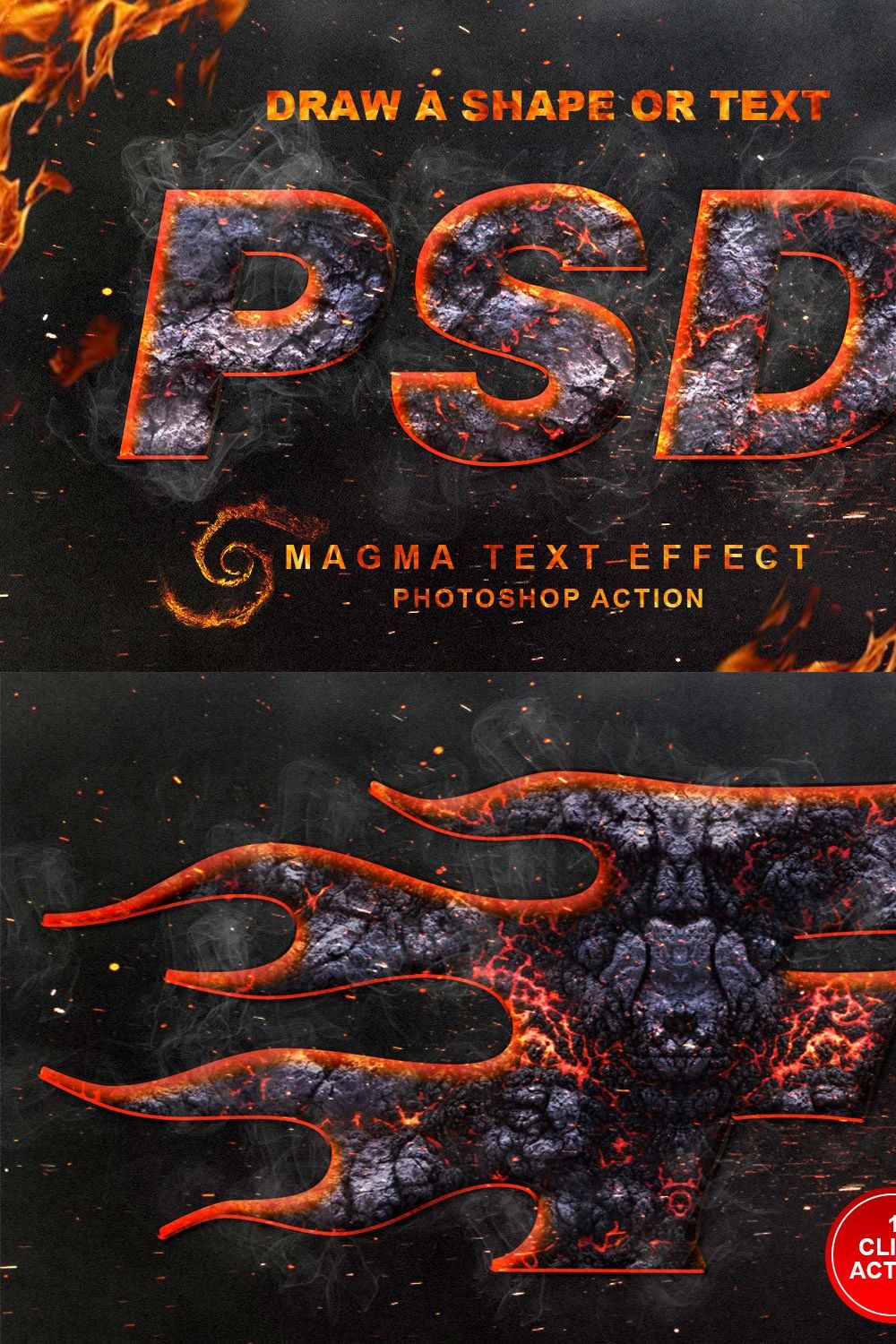 Magma Text Effect Photoshop Action pinterest preview image.