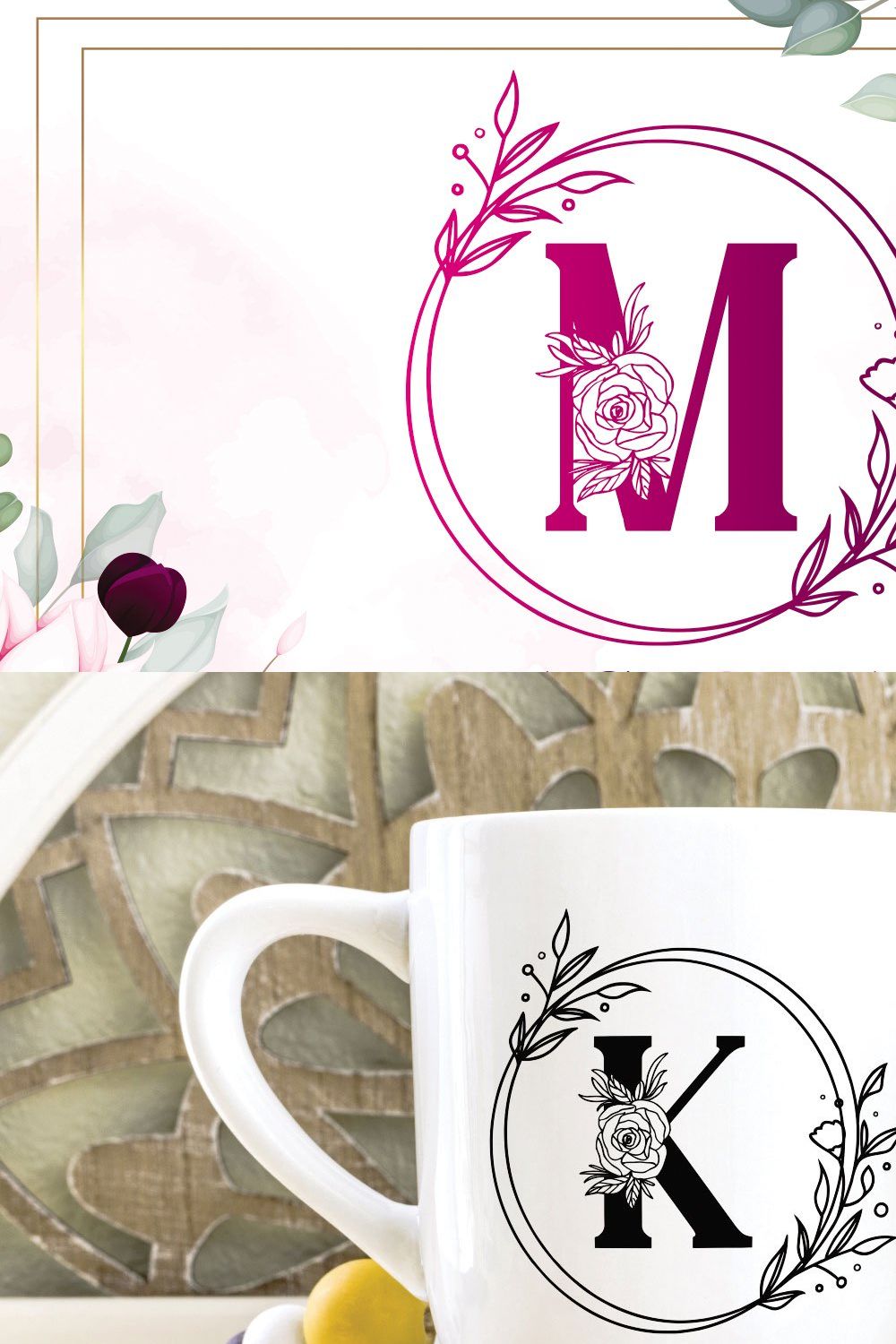 Magnolia Monogram pinterest preview image.