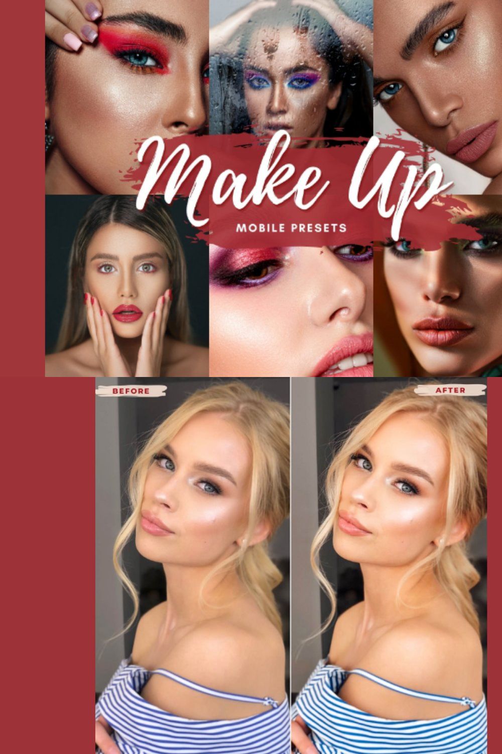 MAKE UP Mobile Lightroom Presets pinterest preview image.