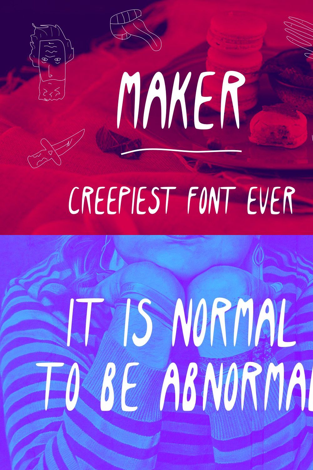 Maker Creepy Font, Raw-1 pinterest preview image.