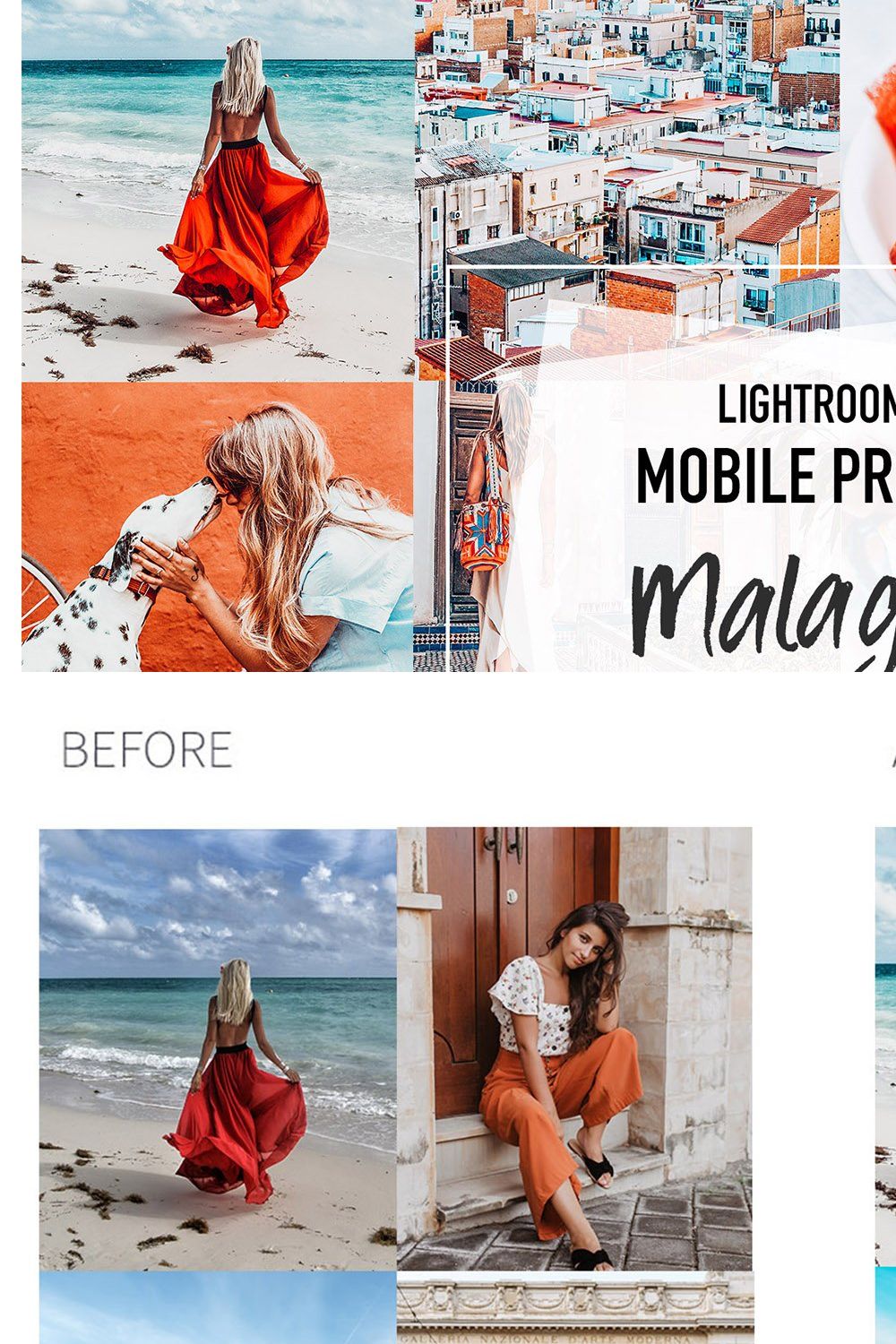 MALAGA 4 Lightroom Mobile Presets pinterest preview image.