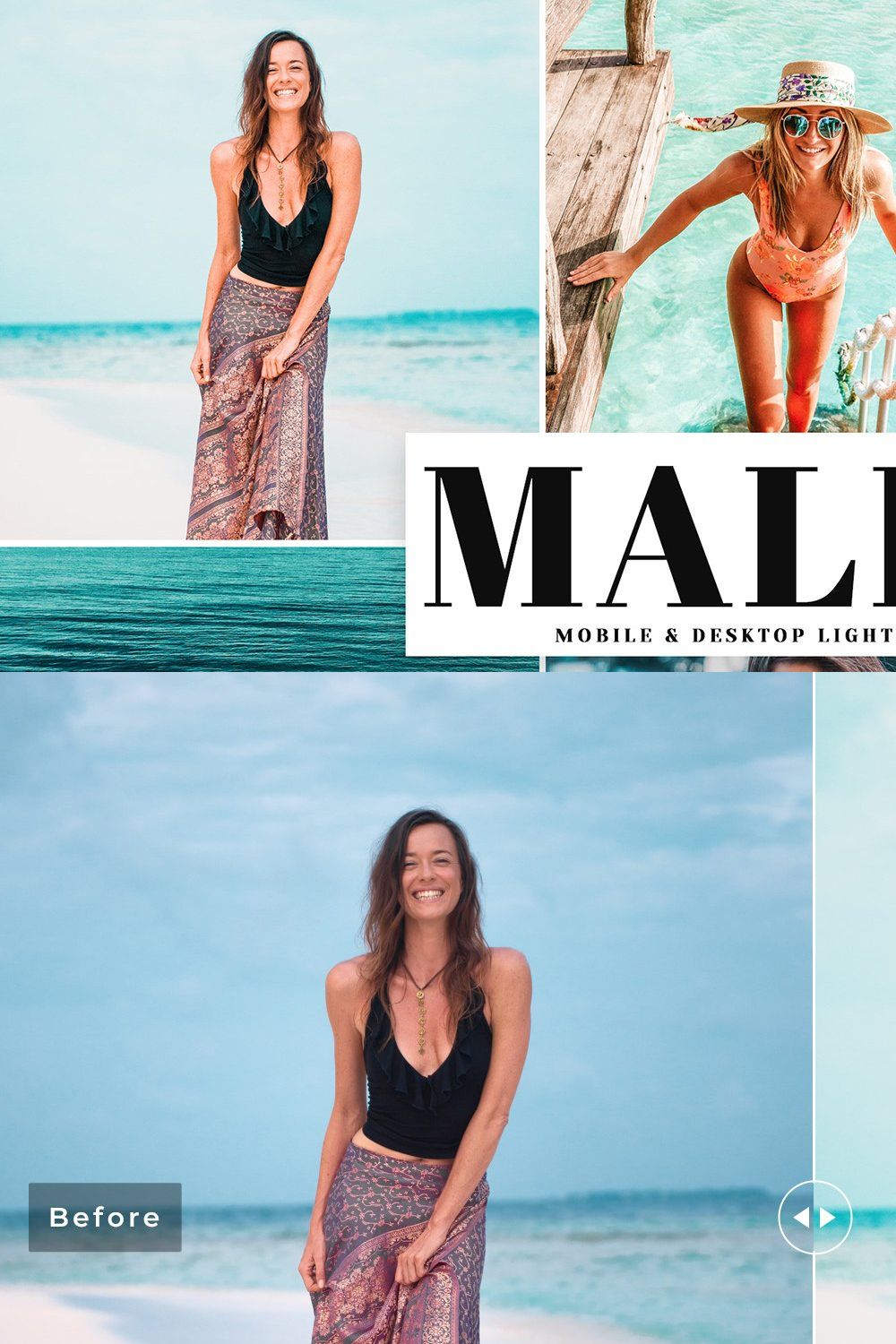 Malibu Lightroom Presets Pack pinterest preview image.