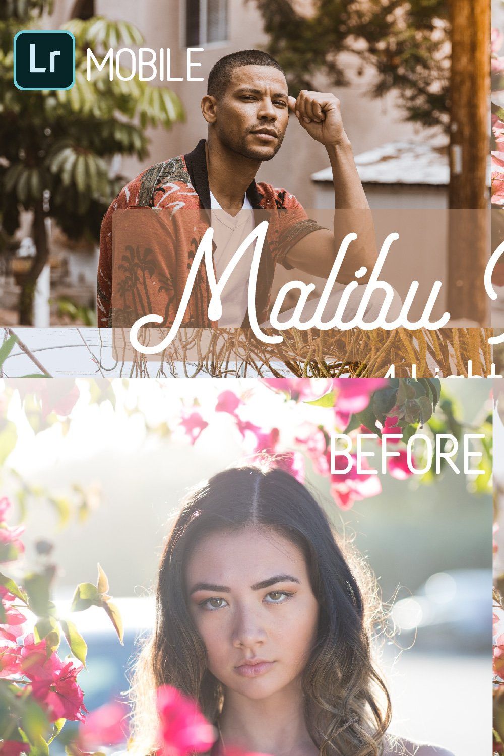 Malibu Portrait Mobile Presets pinterest preview image.