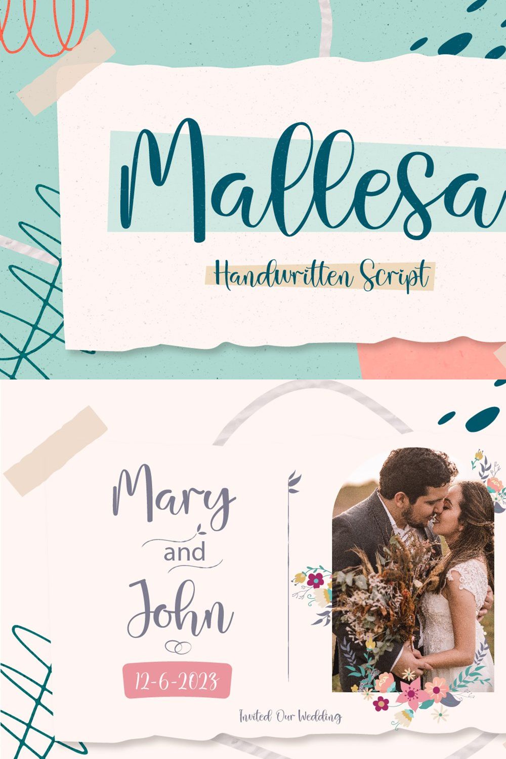 Mallesa - Handwritten Script pinterest preview image.