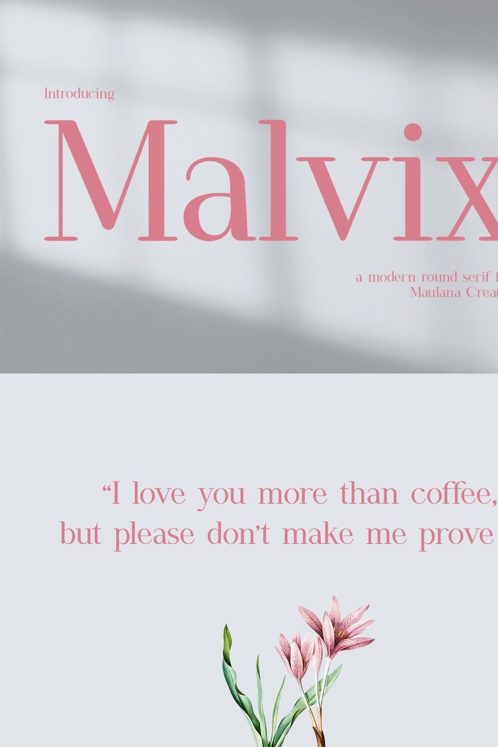 Malvix Modern Round Serif Font pinterest preview image.