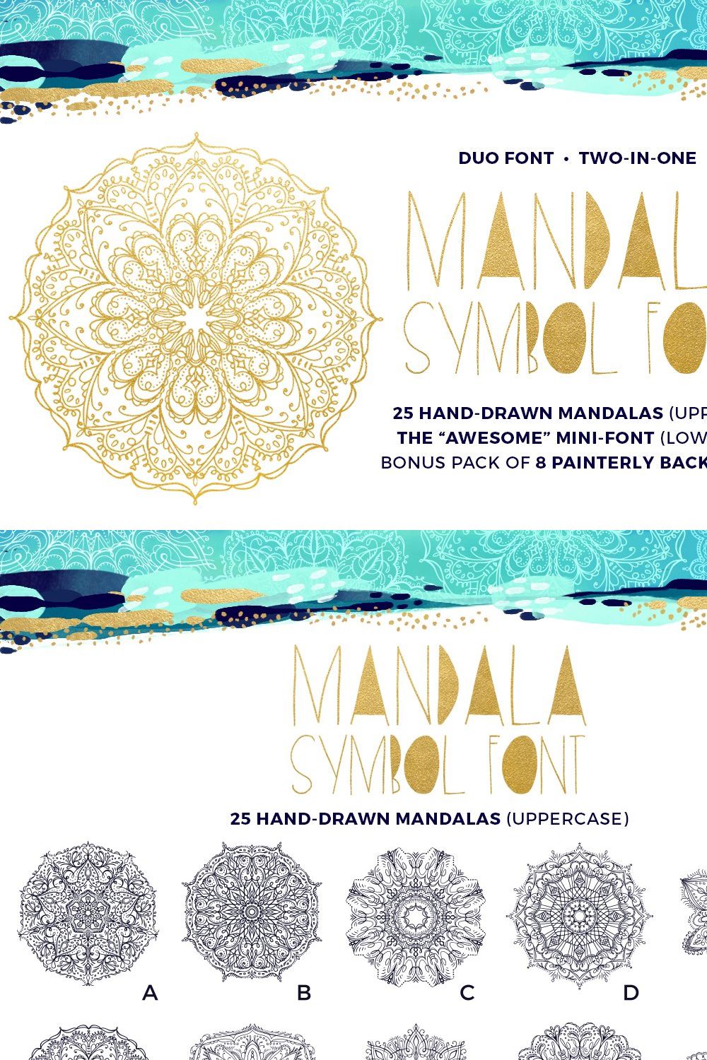 Mandala Symbols Font pinterest preview image.