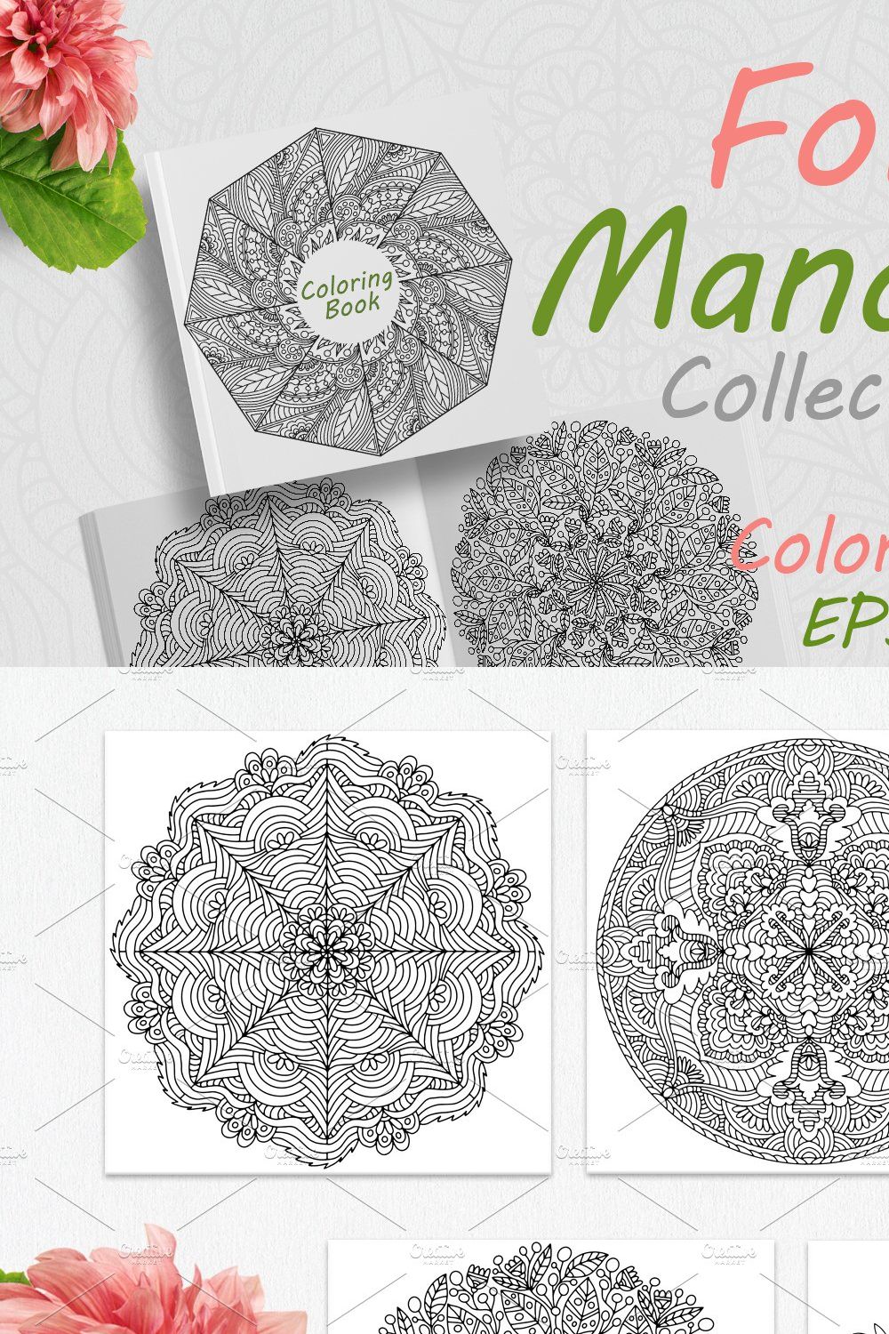 Mandalas with folk ornaments Vol-02 pinterest preview image.