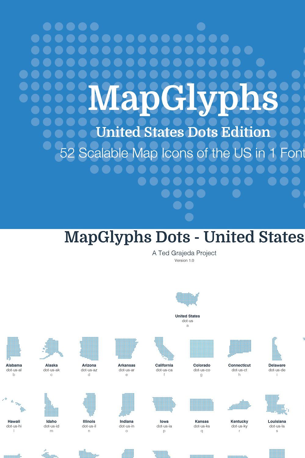 MapGlyphs Dots - United States pinterest preview image.