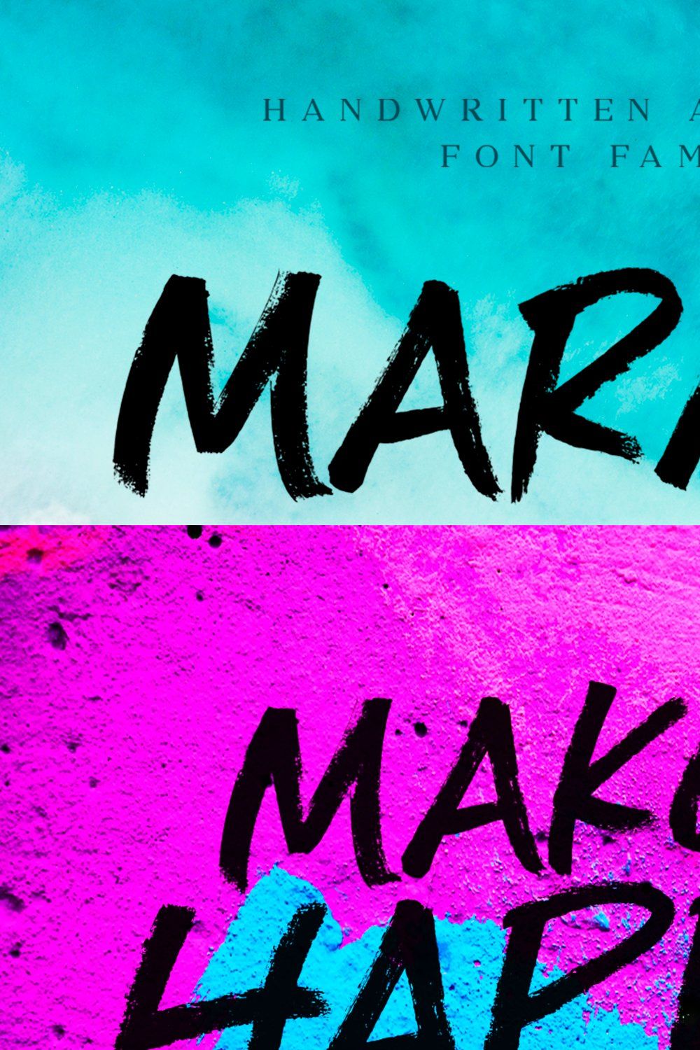Maraka / handwrite font family pinterest preview image.