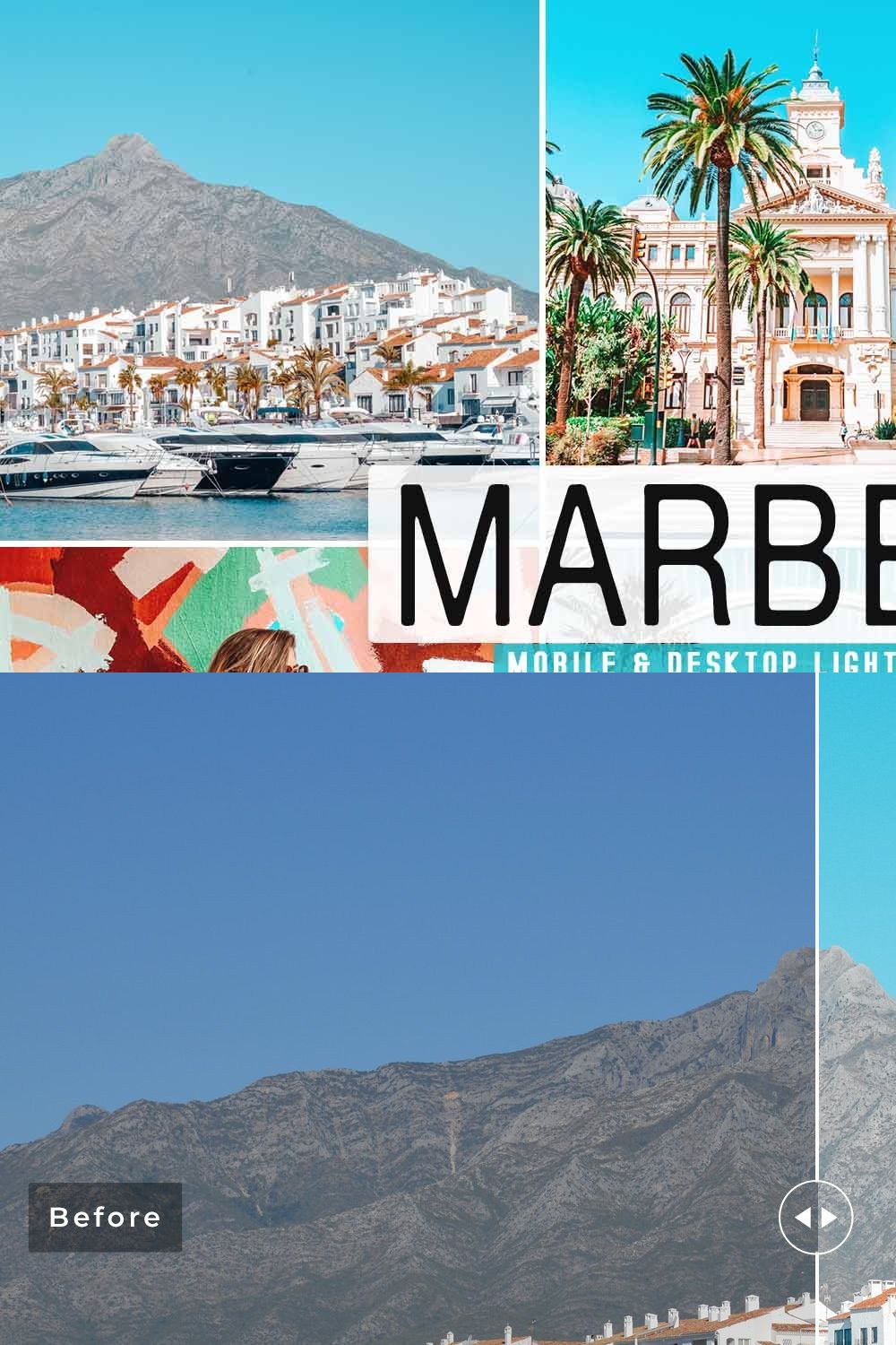 Marbella Pro Lightroom Presets pinterest preview image.