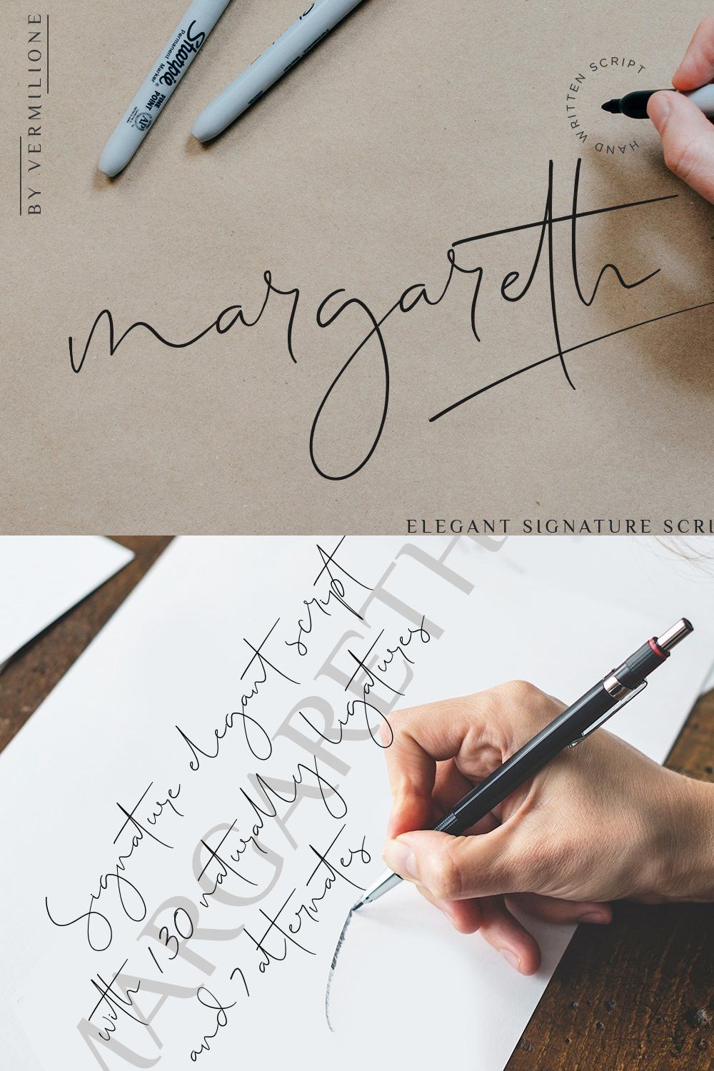 margareth elegant signature script pinterest preview image.