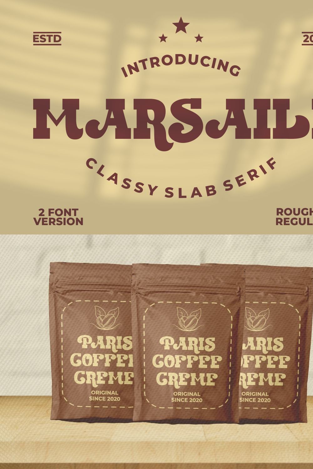 Marsaili - Retro Slab Serif Font pinterest preview image.