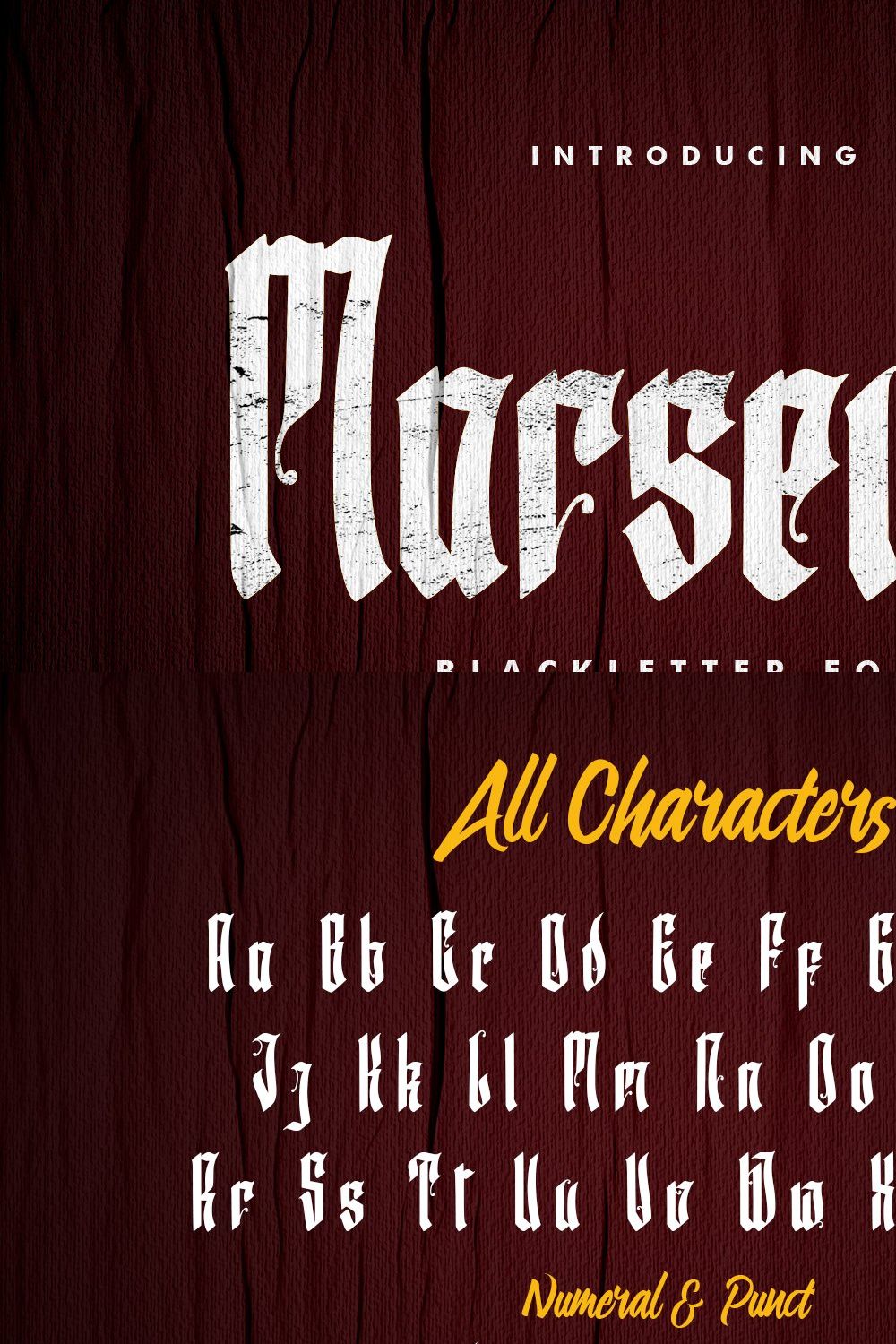 Marseille - Blackletter Typeface pinterest preview image.