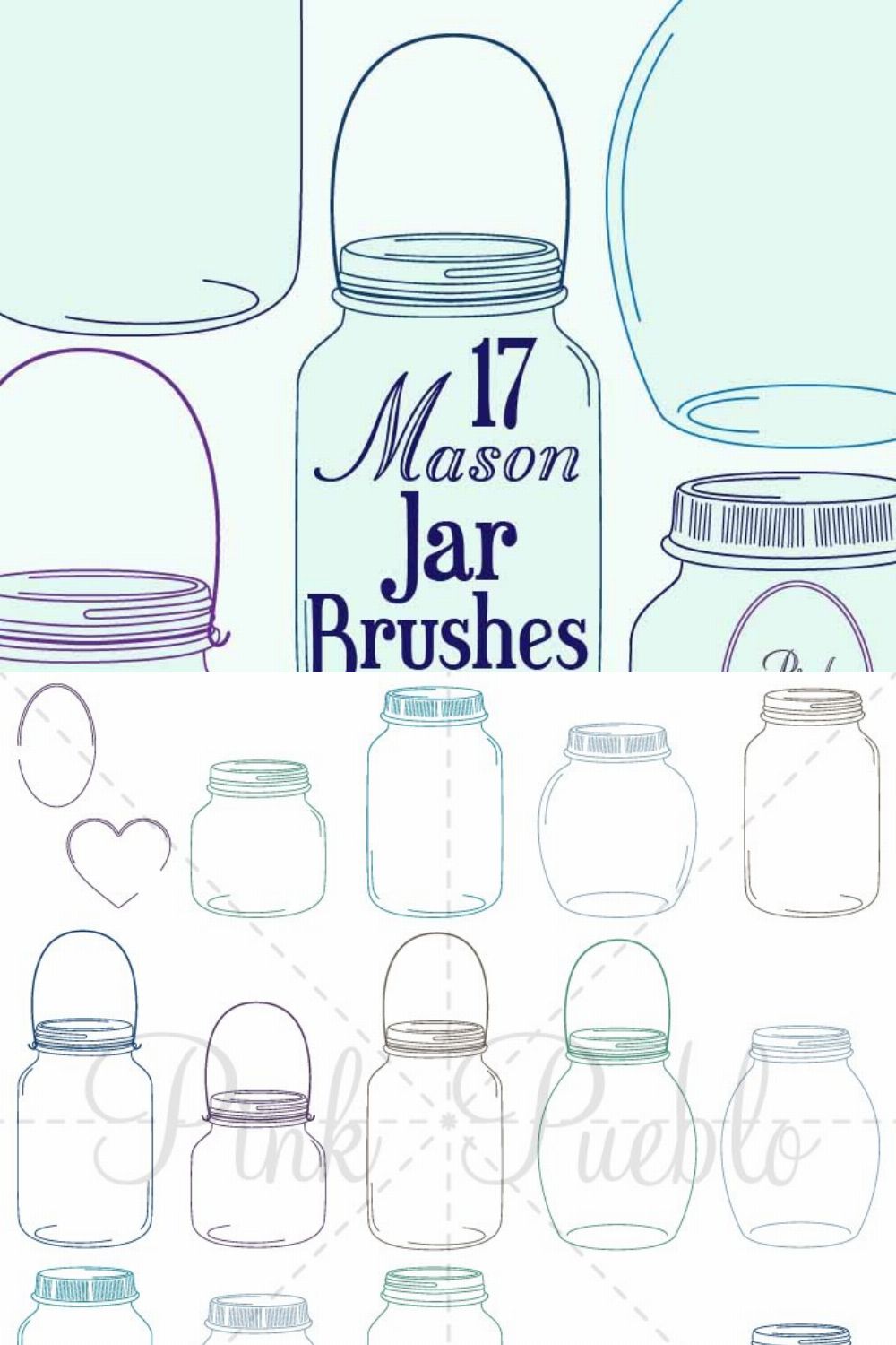 Mason Jars Photoshop Brushes pinterest preview image.