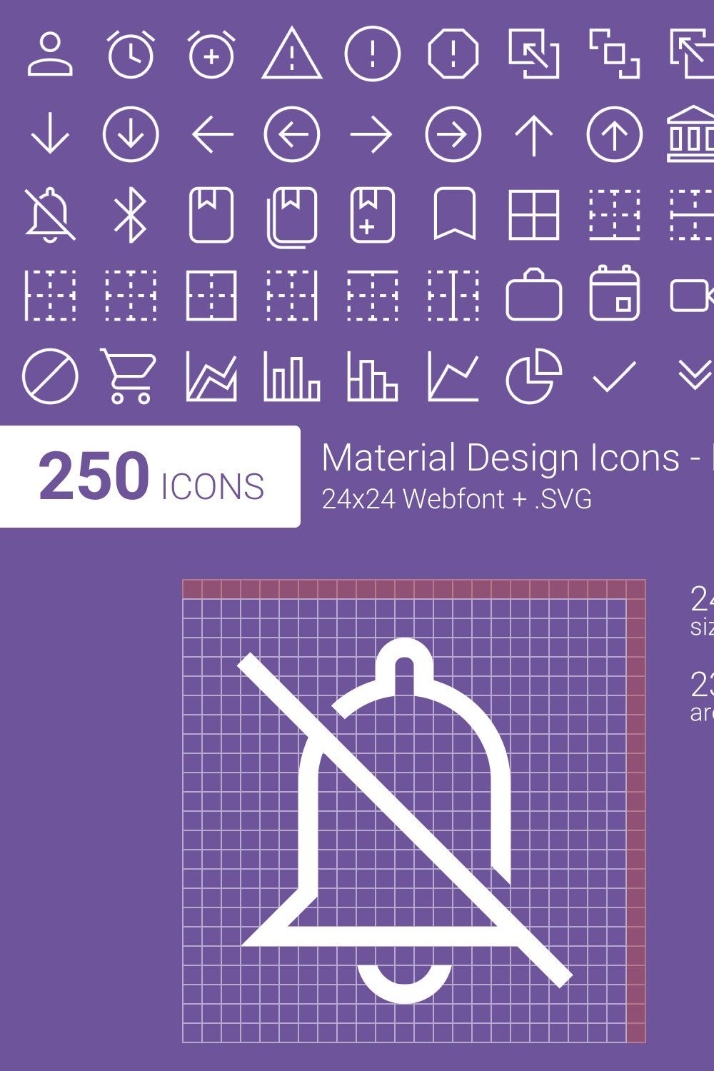 Material Design Icons - Light pinterest preview image.