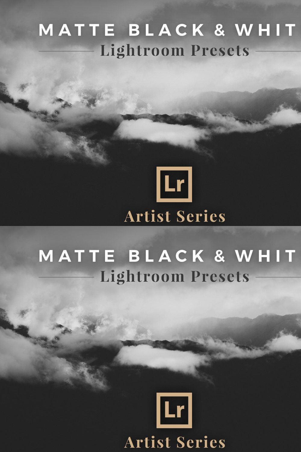 Matte Black &White Lightroom Presets pinterest preview image.