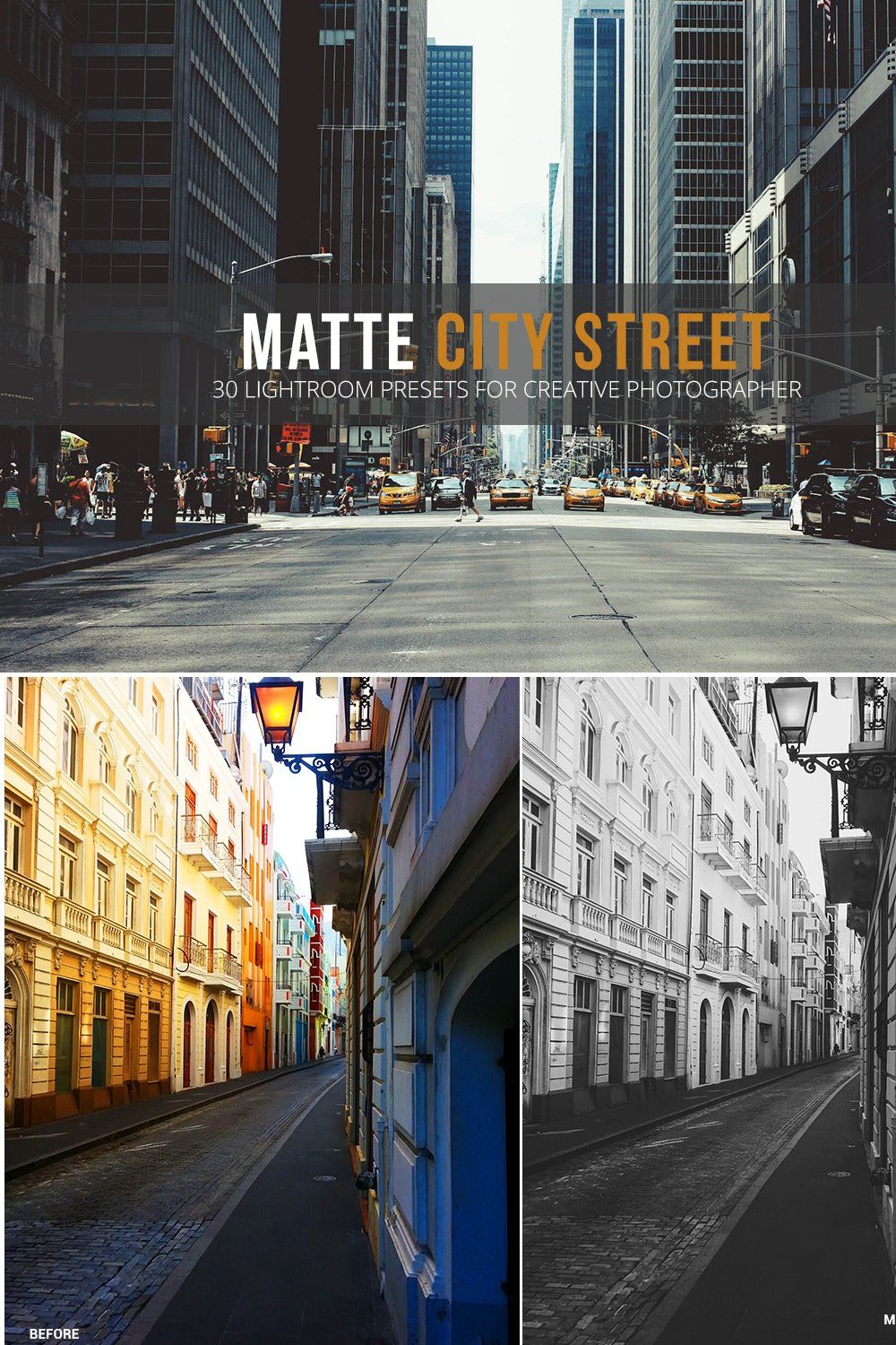Matte City Street Lightroom Presets pinterest preview image.