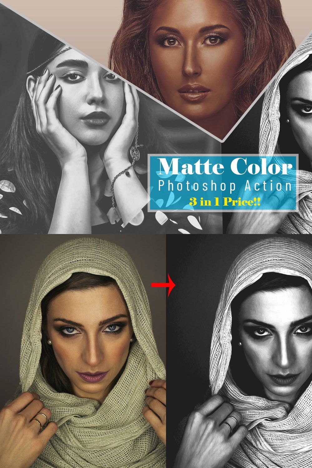 Matte Color Photoshop Action pinterest preview image.