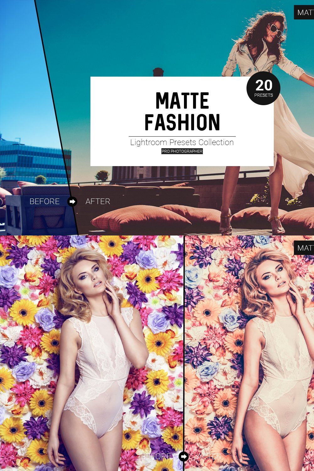 Matte Fashion Lightroom Presets pinterest preview image.