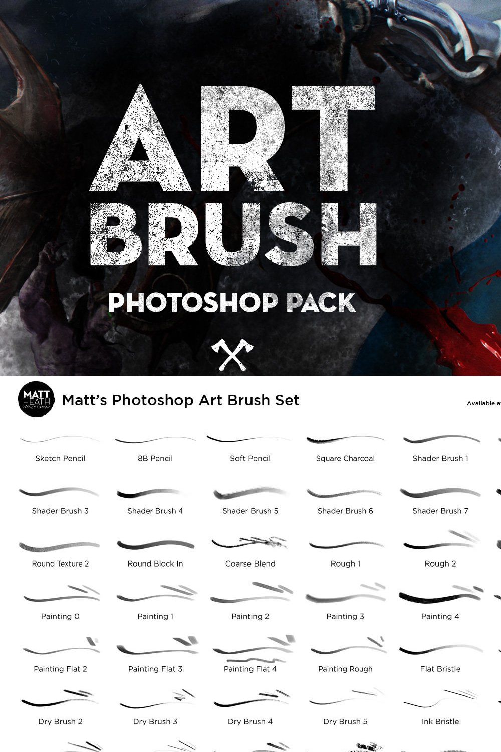 Matt's Photoshop Art Brush Set pinterest preview image.