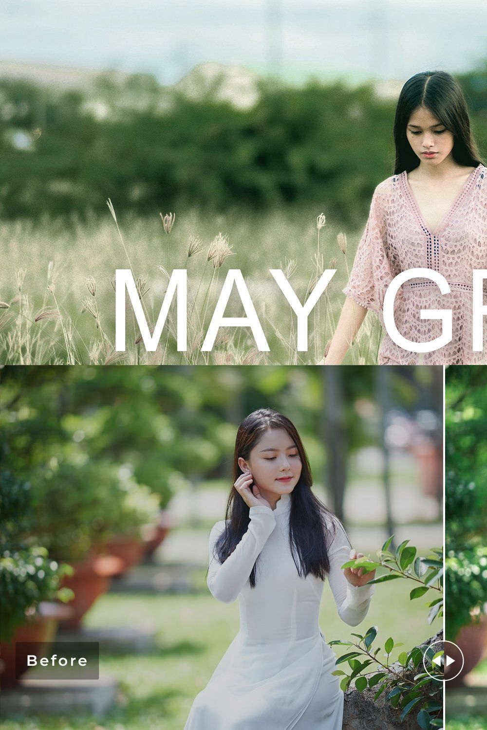 May Green Pro Lightroom Presets pinterest preview image.