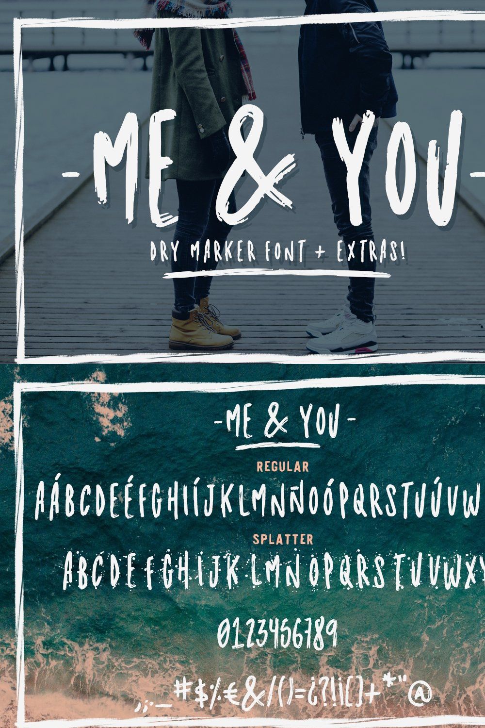 Me and you | Dry Marker font + extra pinterest preview image.