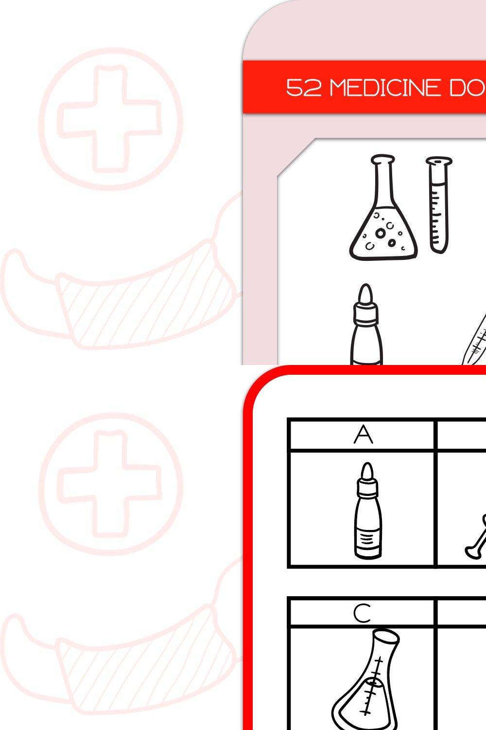 Medicine Doodles - Dingbats Font pinterest preview image.