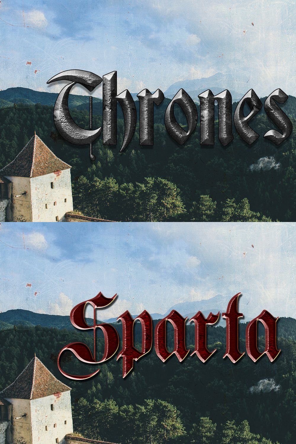Medieval Text Styles for Photoshop pinterest preview image.