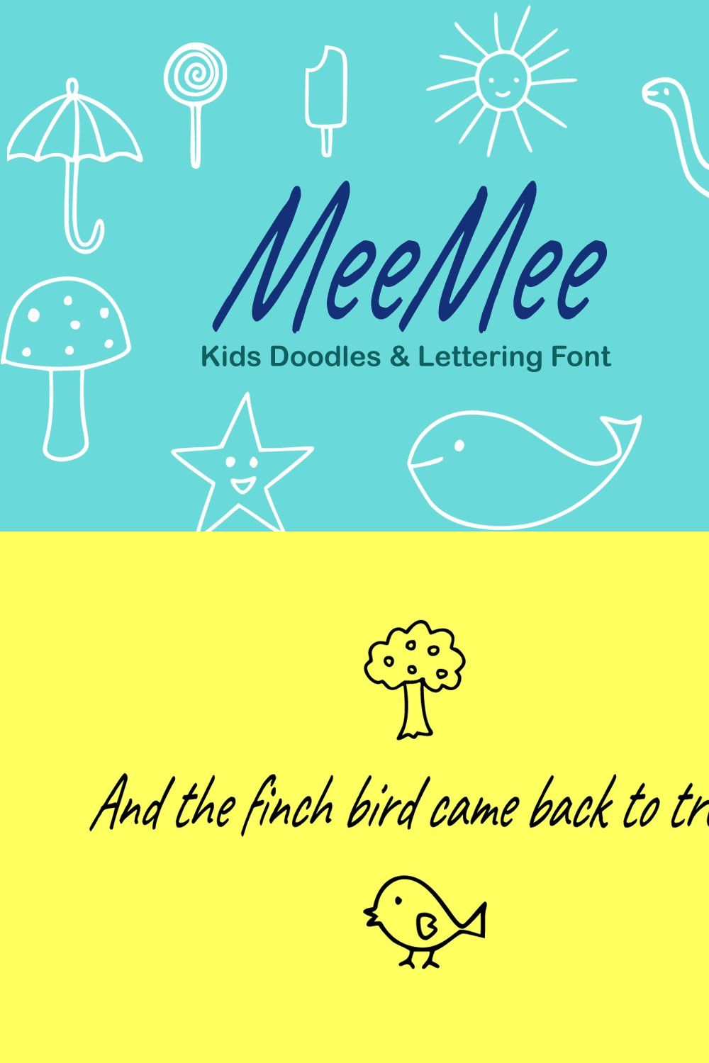 MeeMee Kids Doodles & Lettering Font pinterest preview image.