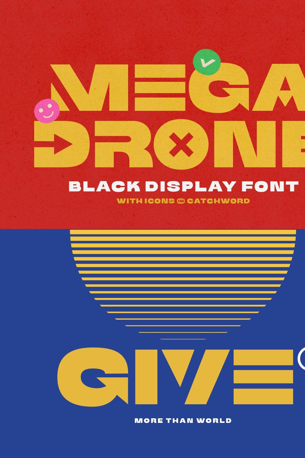 Mega Drone - Black Display Font pinterest preview image.
