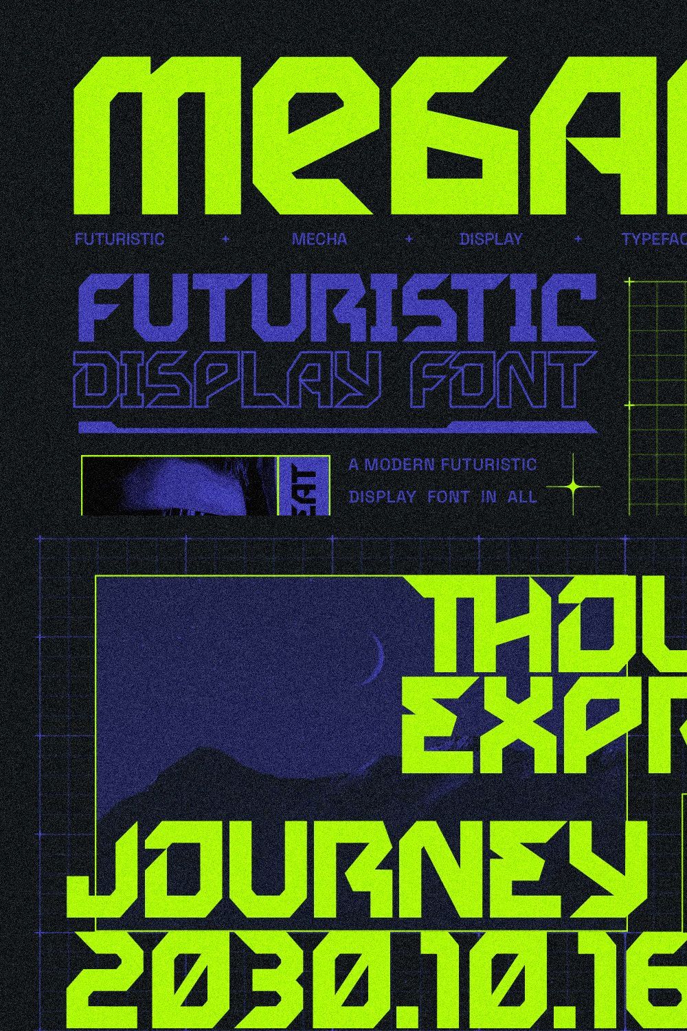 Megabeat - Retro Futurism Fonts pinterest preview image.