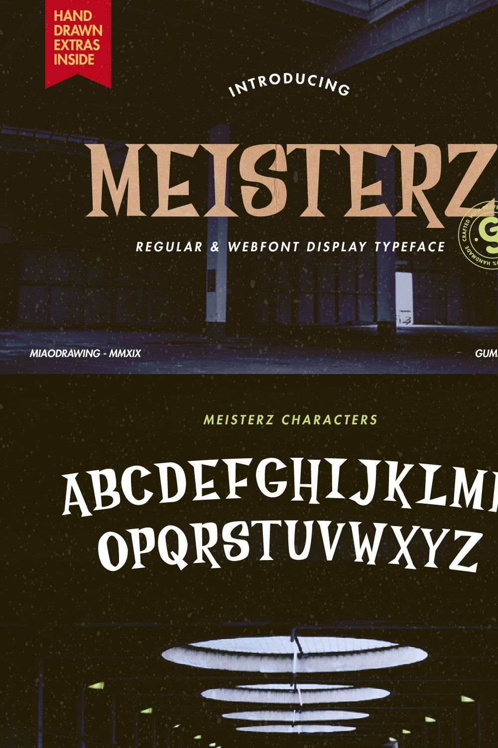 Meisterz Typeface pinterest preview image.