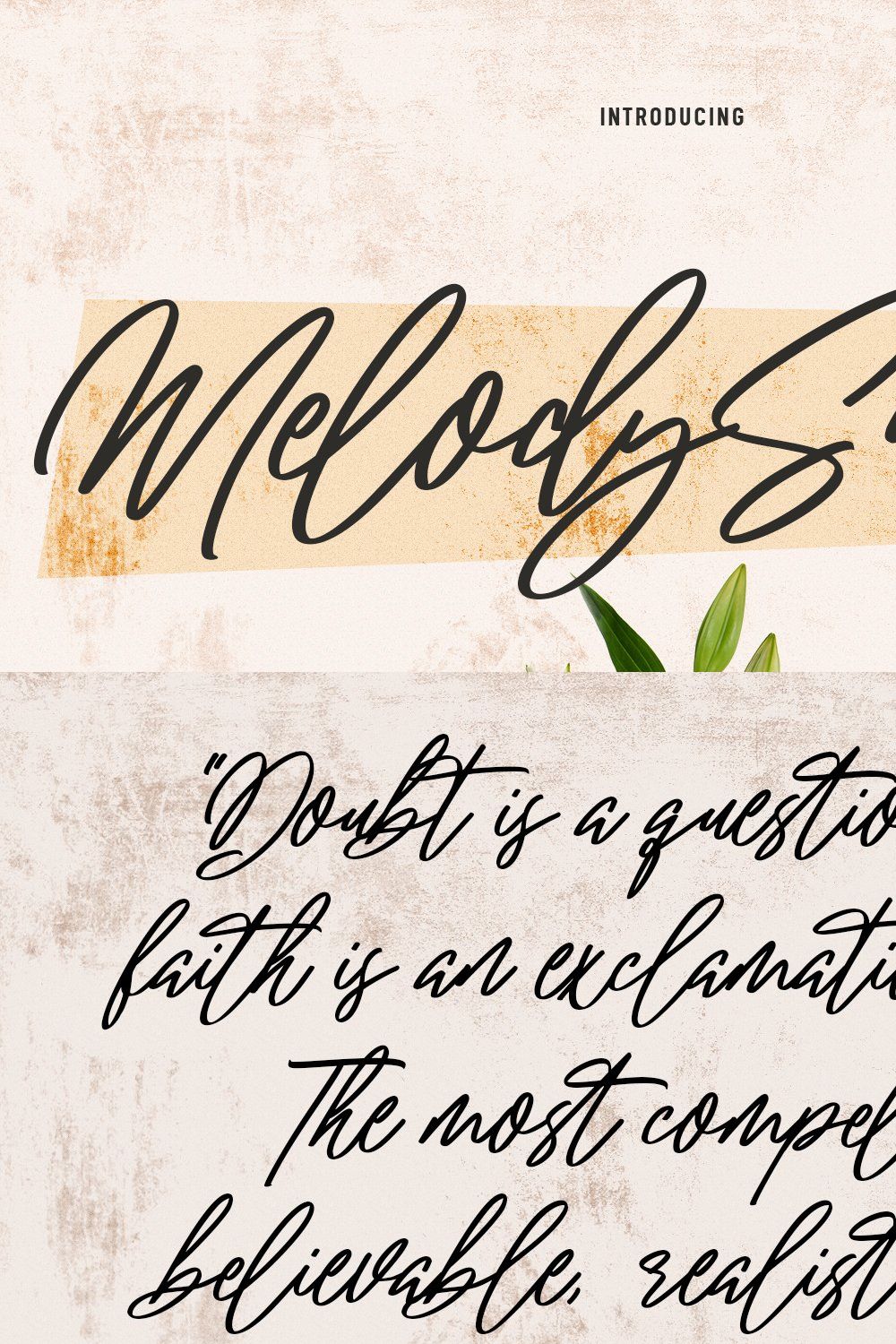 Melody Swell Script Font pinterest preview image.