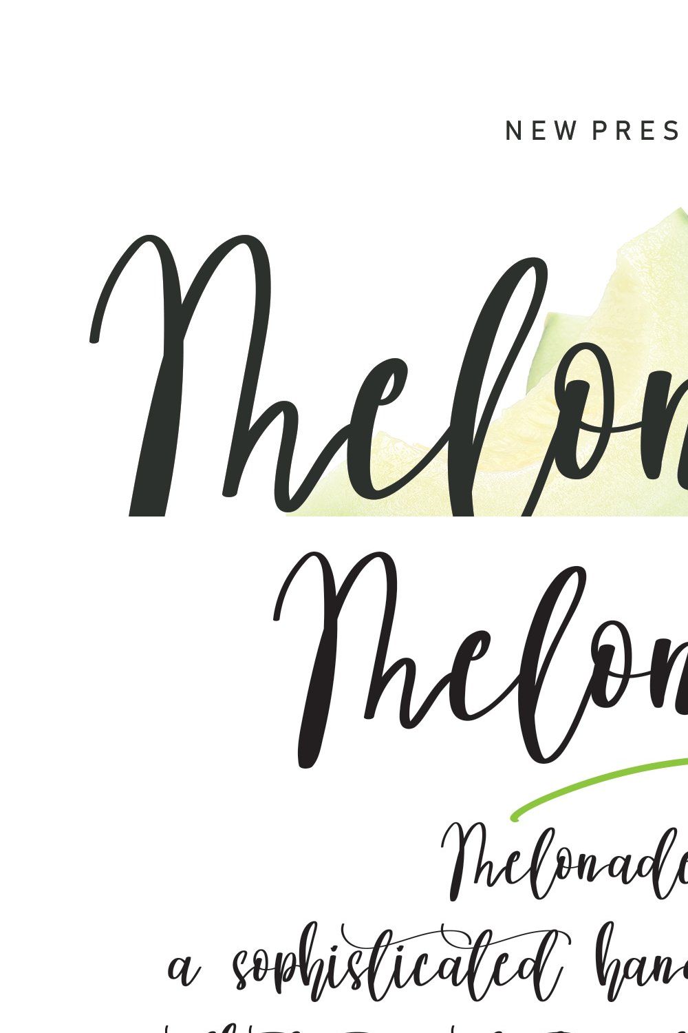 Melonade | Script font pinterest preview image.