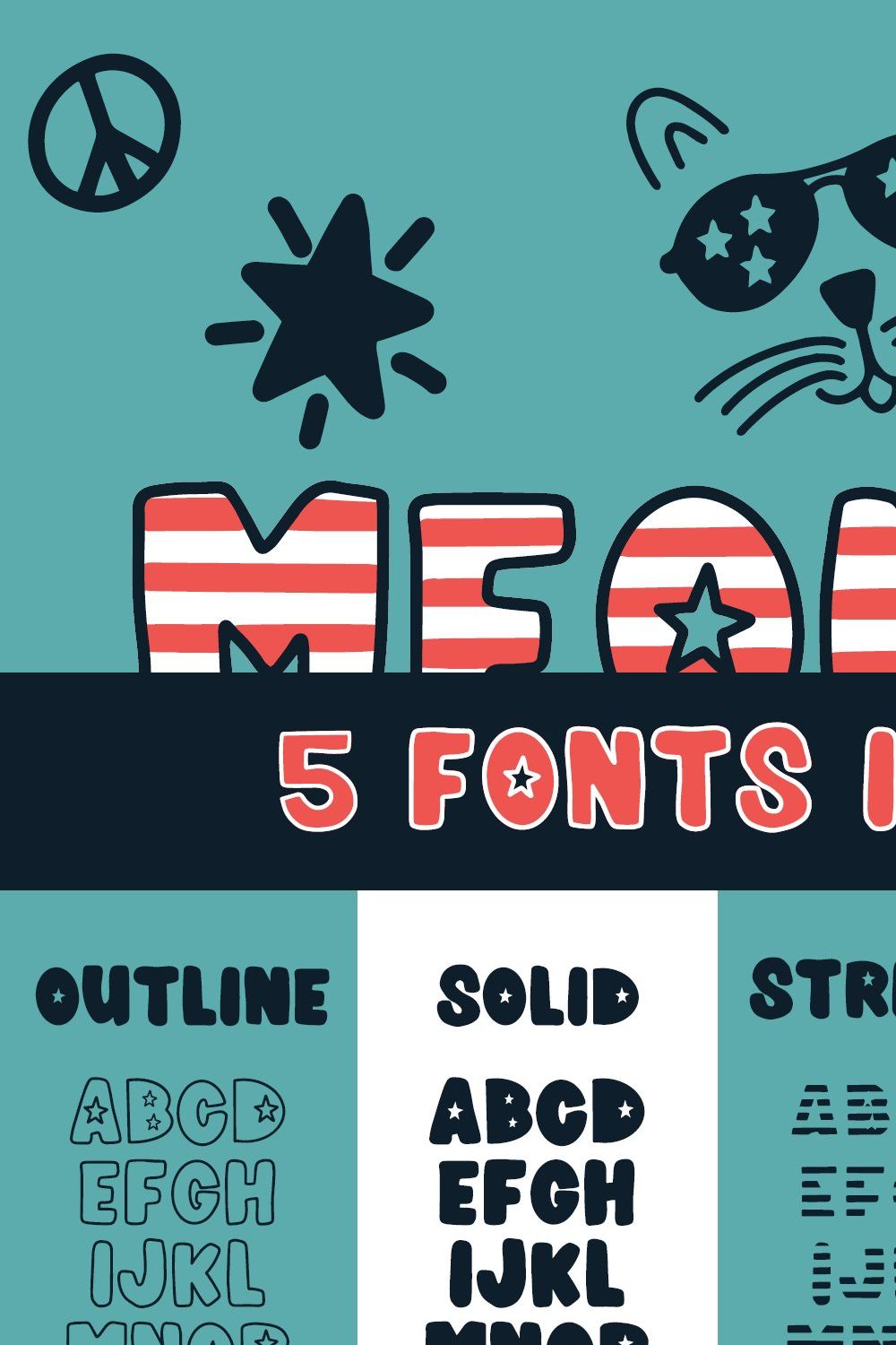 Meowica | A 4th of July Font Family pinterest preview image.