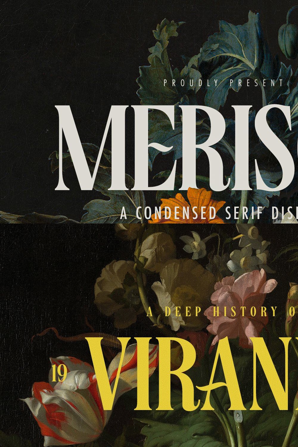 Merisca - Modern Condensed Serif pinterest preview image.