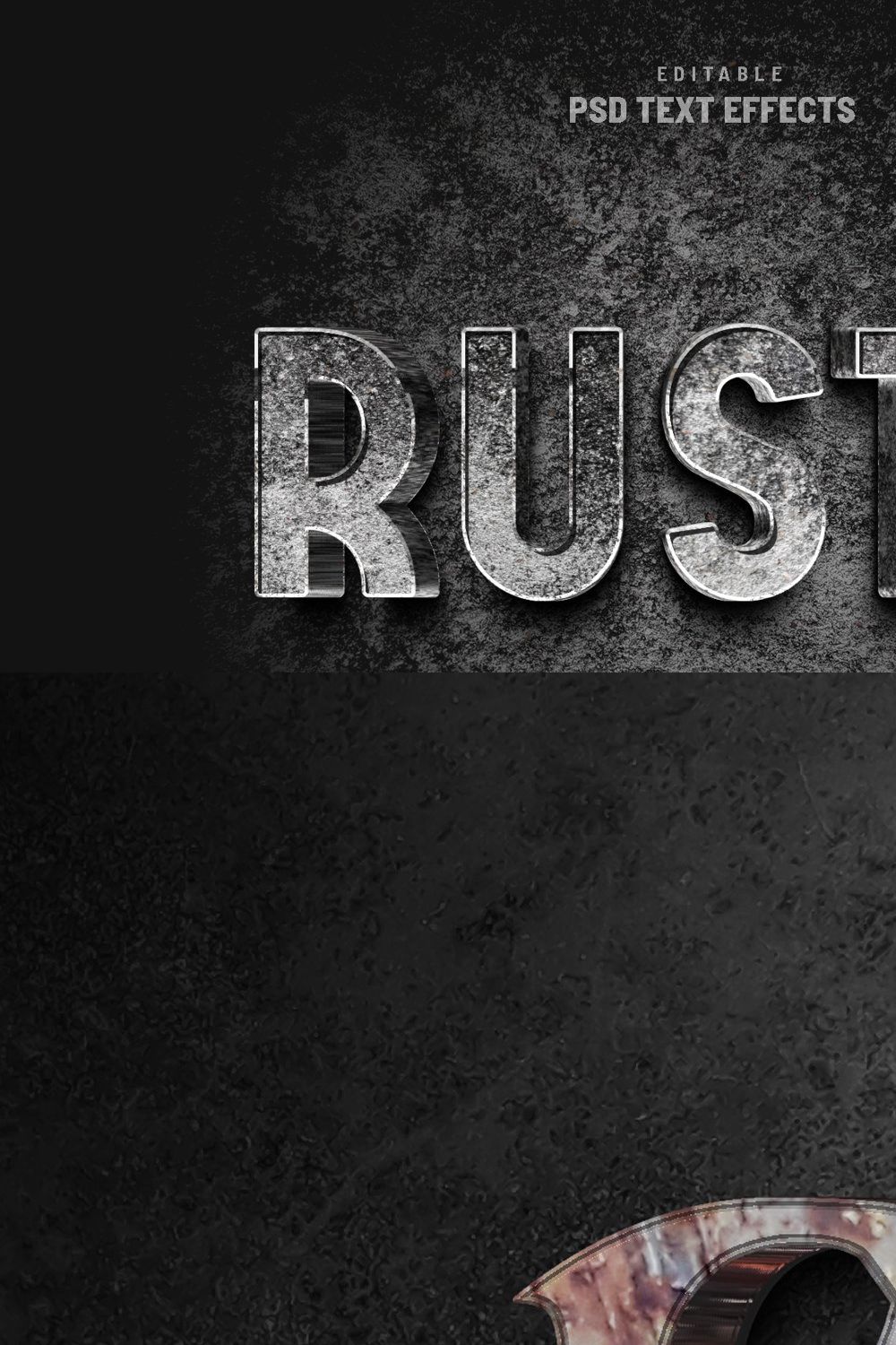 Metal editable text effect bundle pinterest preview image.