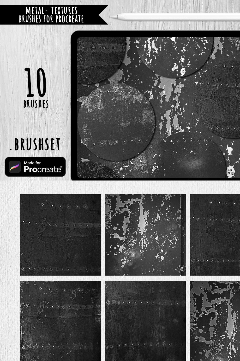 Metal- Textures Brushes pinterest preview image.