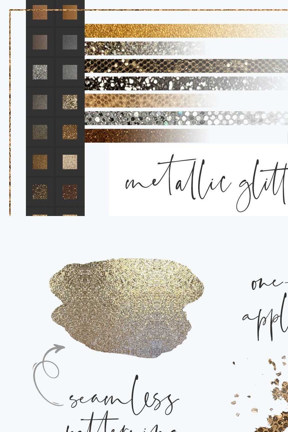 Metallic Glitter PS Layer Styles pinterest preview image.