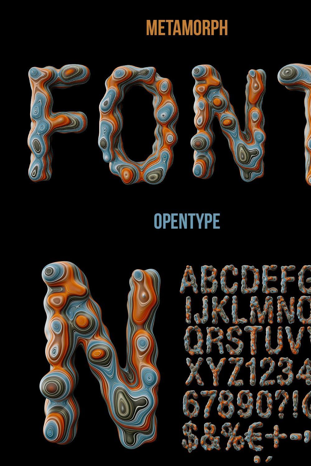 Metamorph Font pinterest preview image.