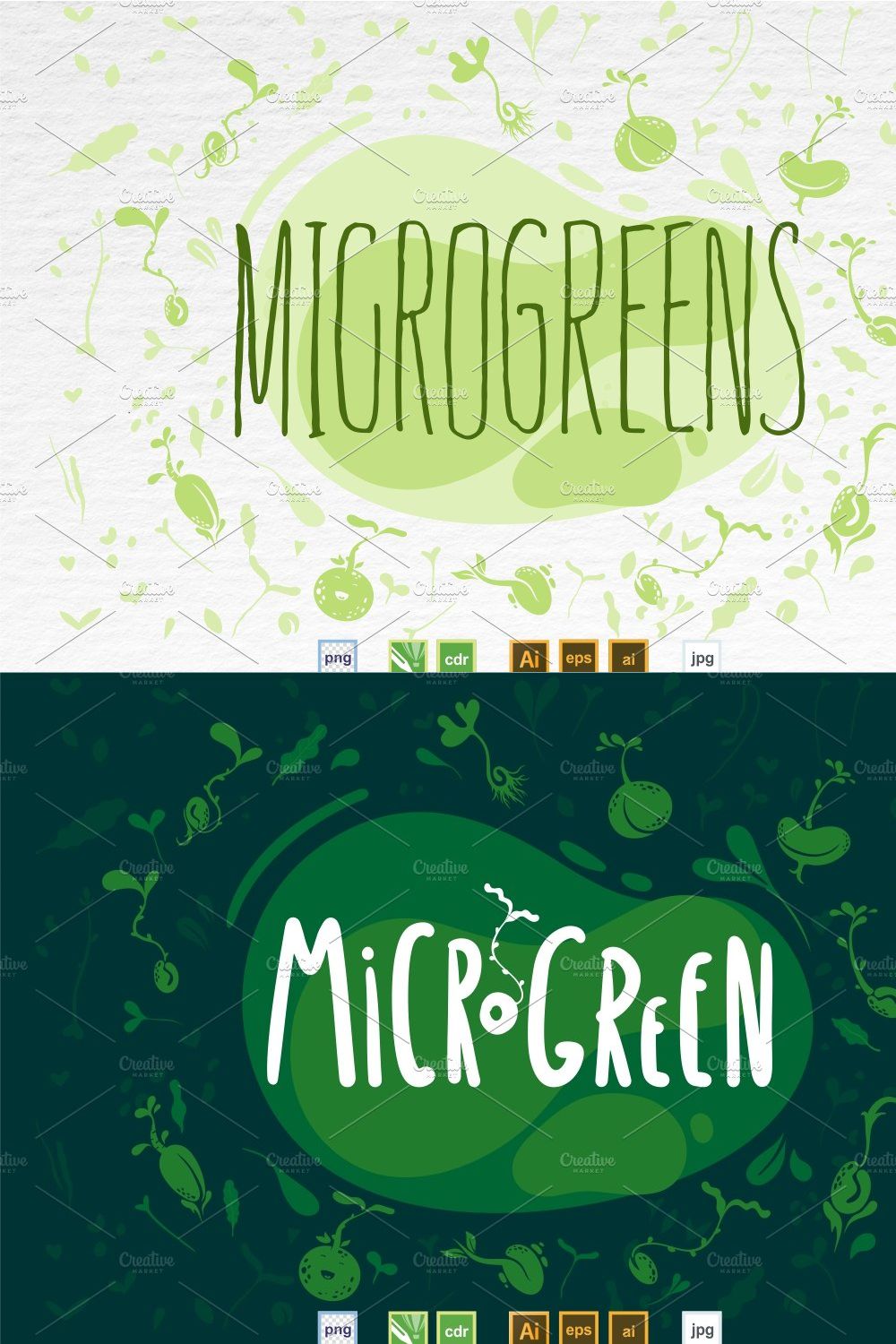 Microgreen illustration set 3 pinterest preview image.