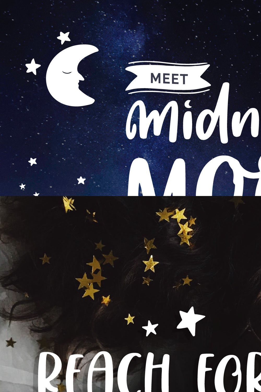 Midnight Moon Font and Symbols pinterest preview image.