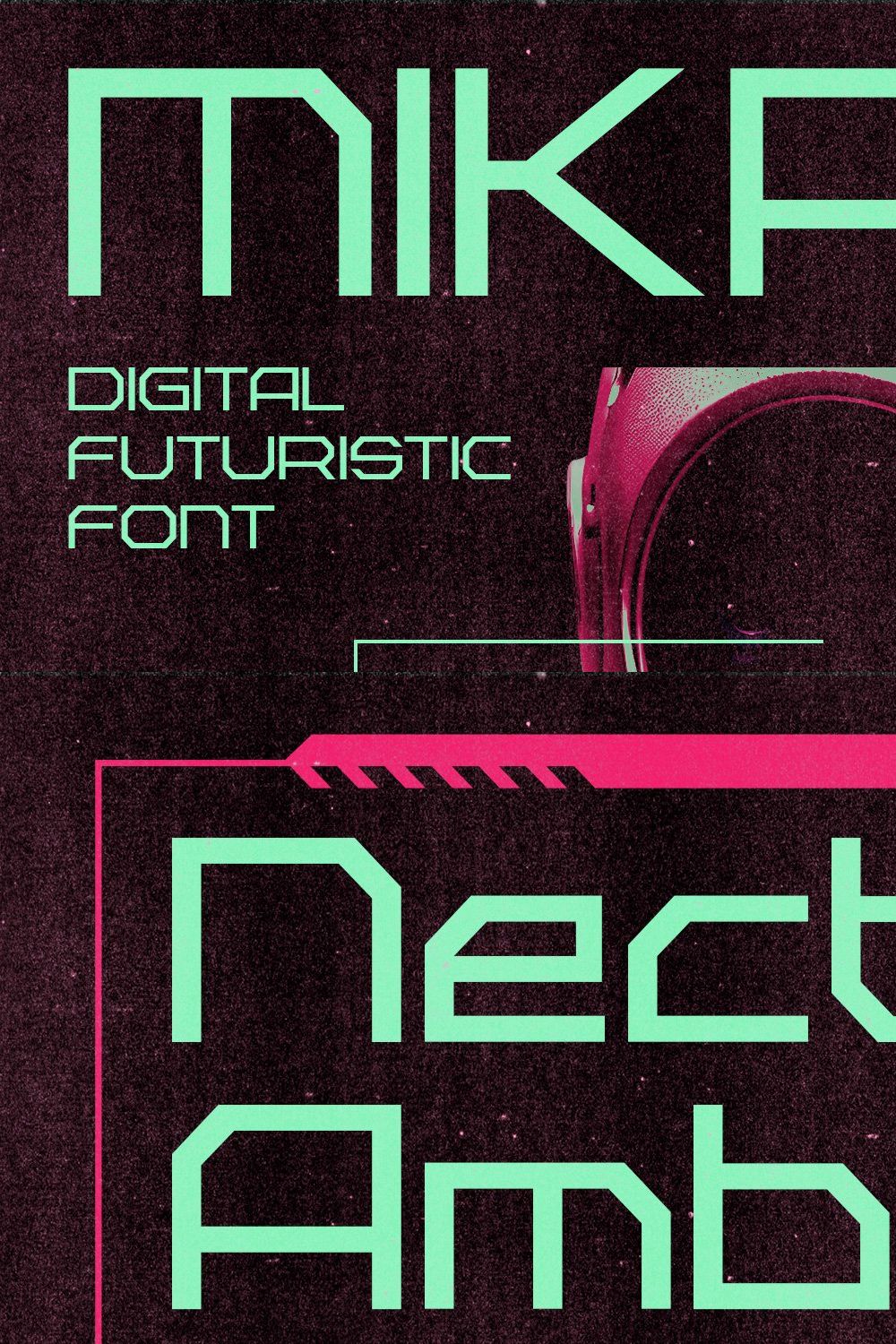 Mikratos - Futuristic Display Fonts pinterest preview image.