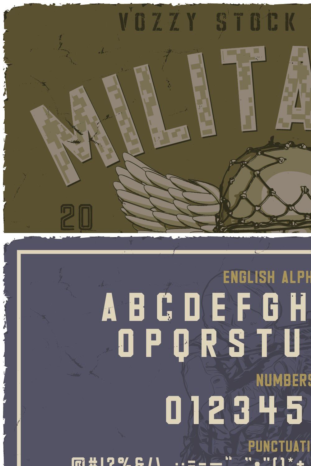 Militarist Font And Graphics pinterest preview image.