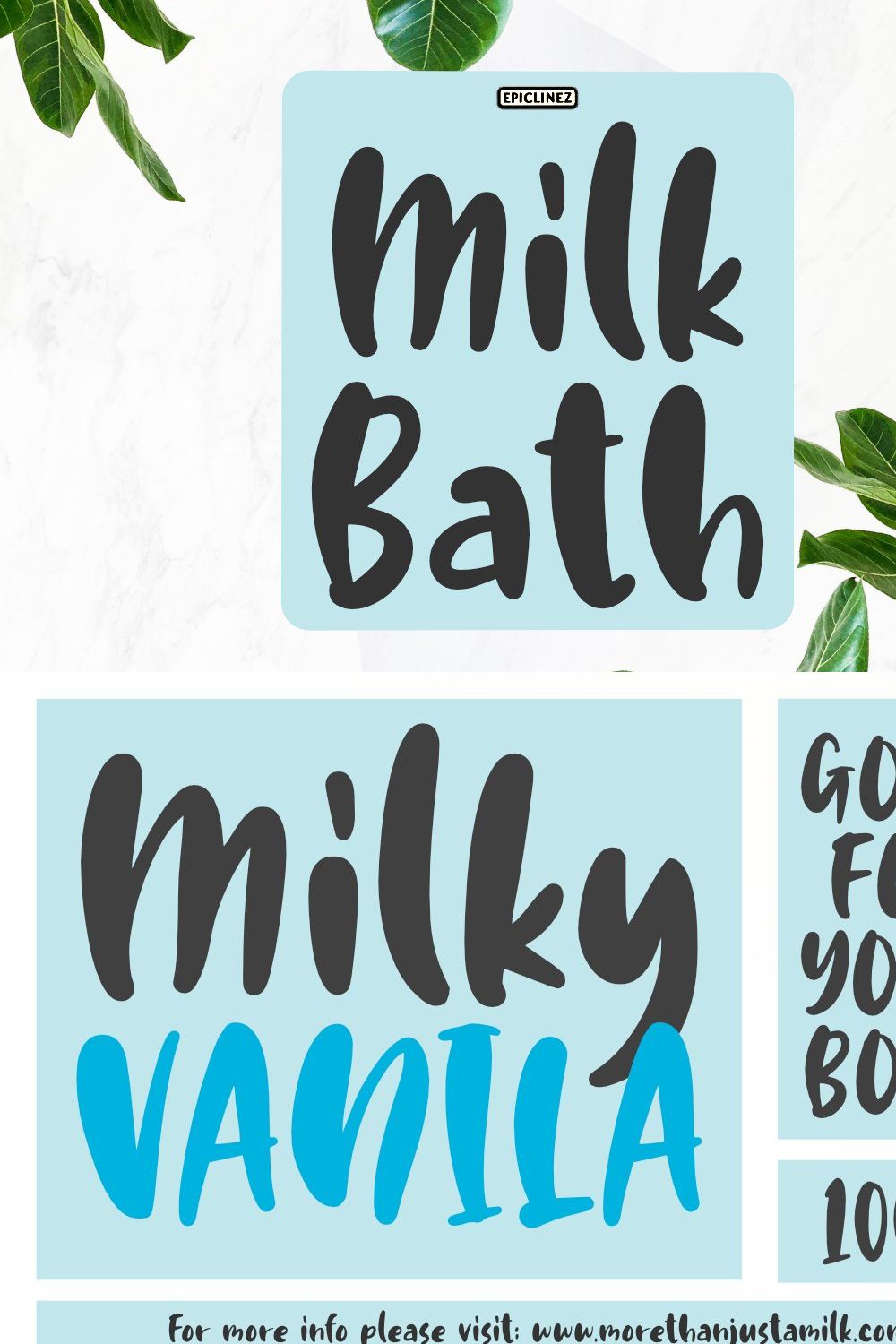 Milk Bath | Cute Handwritten Font pinterest preview image.