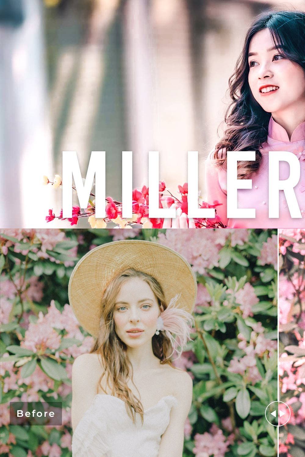 Miller Pink Pro Lightroom Presets pinterest preview image.