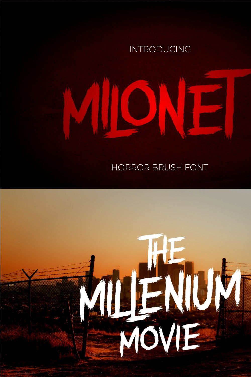 Milonet Horror Brush Font pinterest preview image.