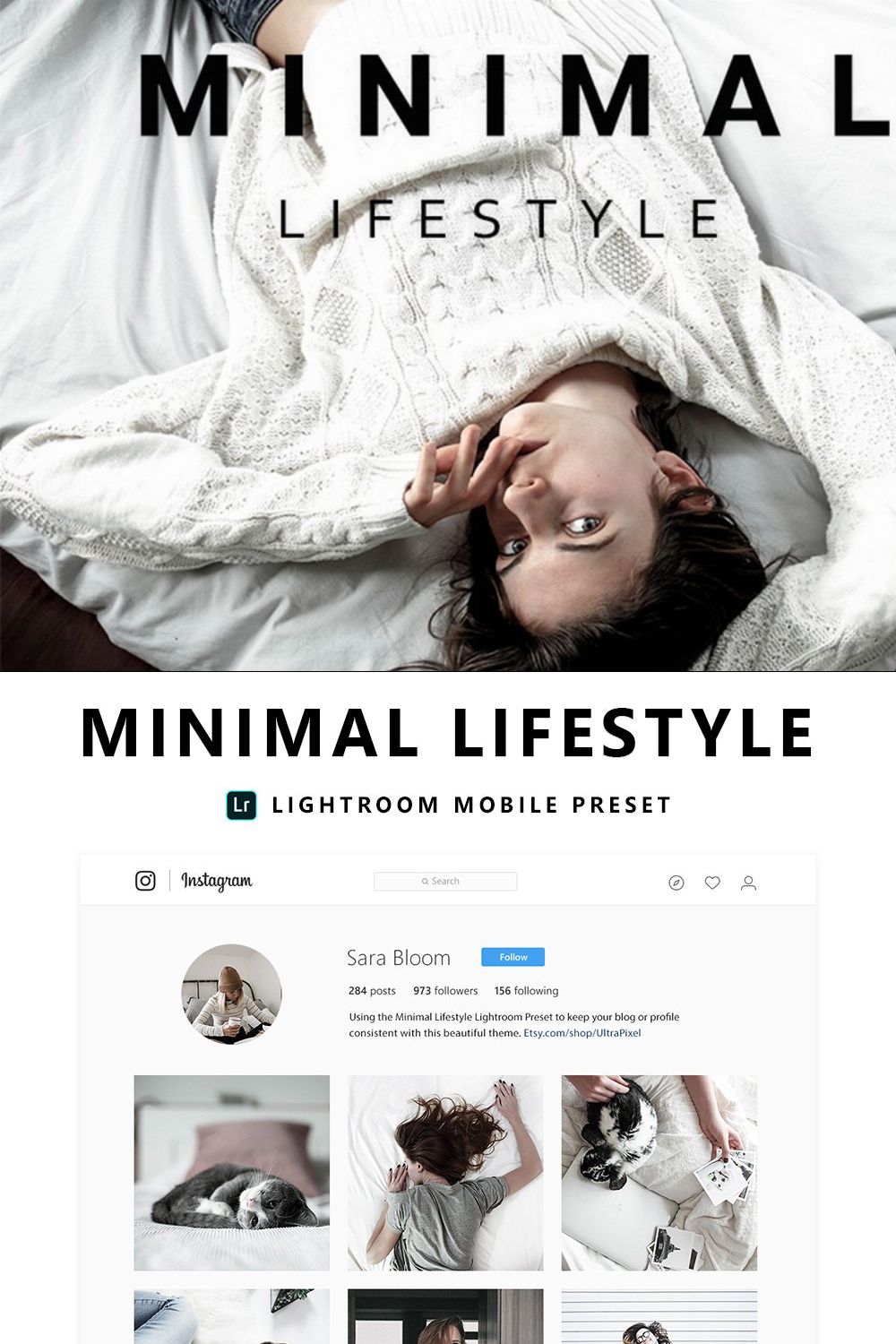 Minimal Lightroom Mobile Preset. pinterest preview image.